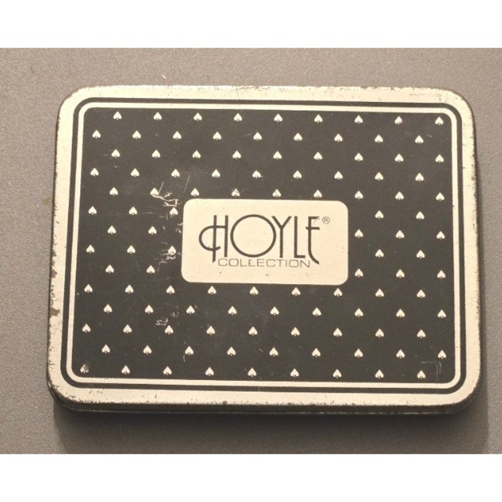 Vintage Hoyle Collection Double Deck Miniature Playing Cards Black Metal Tin